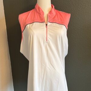 Women's Coral and White Sleeveless Top